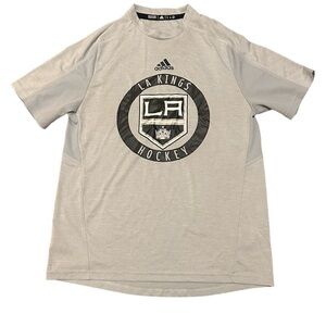 Los Angeles Kings NHL Hockey Grey / Black Adidas T-shirt Size Mens Small